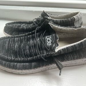Hey Dude Wally slip on shoes, excellent condition worn one time, black & gray